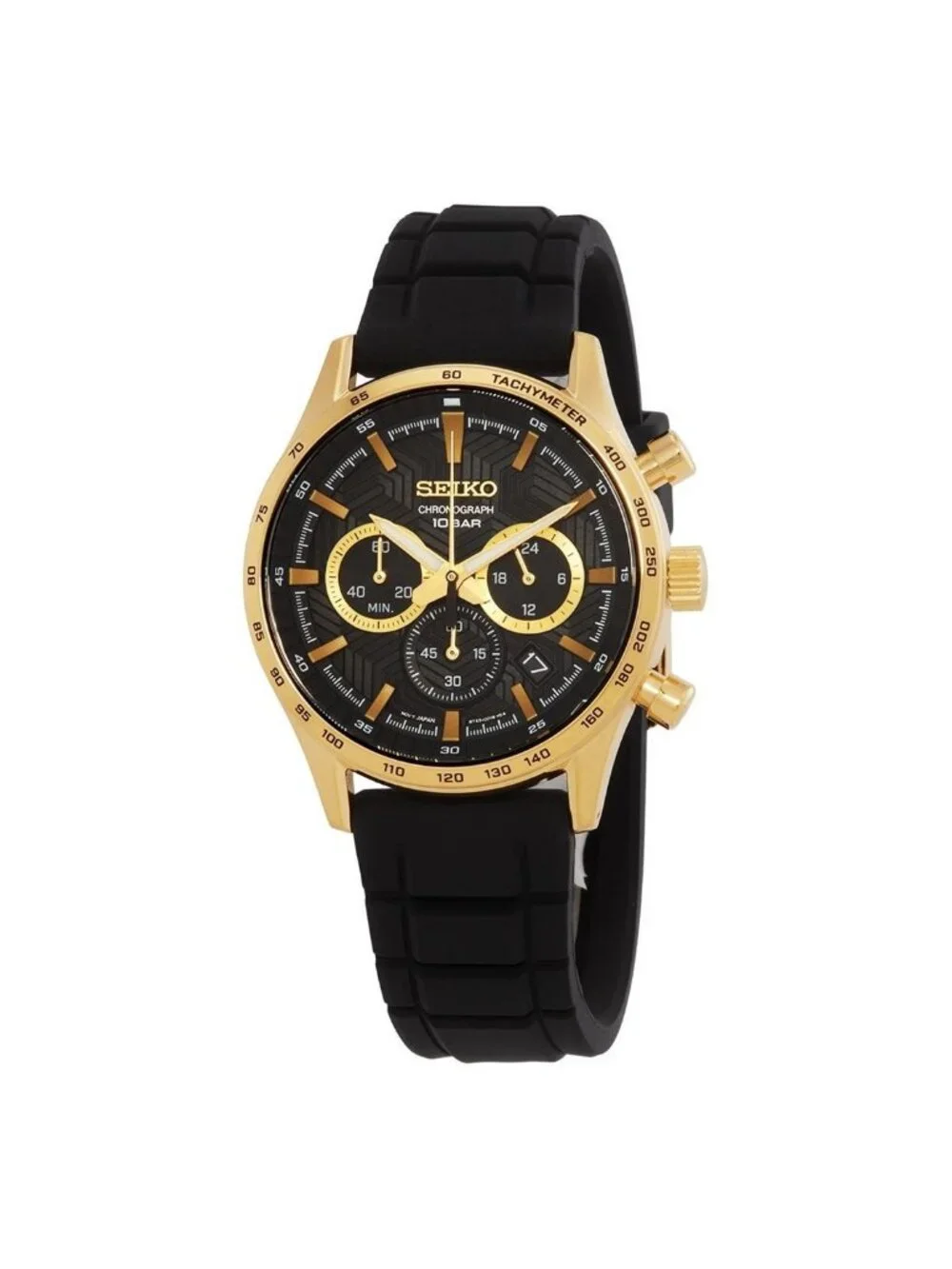 NWT Seiko Chronograph Quartz Black Dial Men's Watch